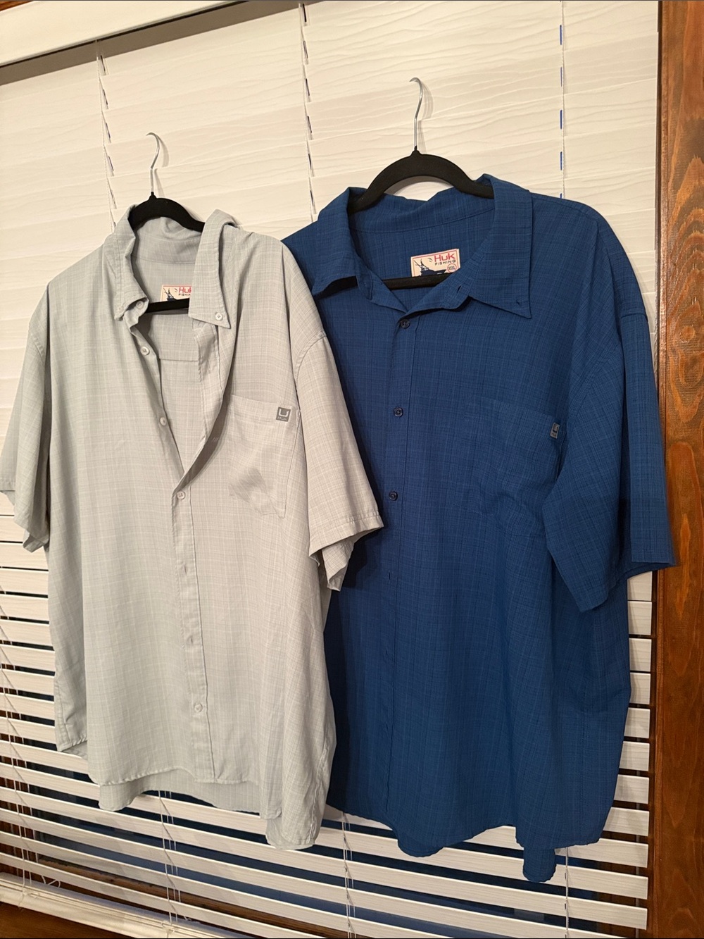 Lot of 2 Huk Fishing Shirt Men XXXL Blue & Gray Short Sleeve Button Down